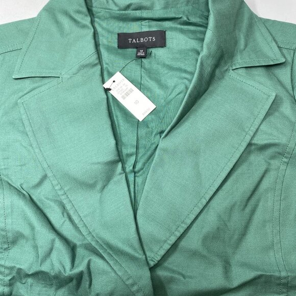 NEW TALBOTS Women Cropped Spring Jacket Green Size 10 – Patch Pockets, Button-Up - Picture 5 of 10
